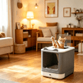 thumbnail image 4 of Enclosed Cat Litter Box with Drawer and Scoop, Extra Large Covered Cat Litter Pan for Small Medium Large Cats, Odor Control Kitty Toilet, 4 of 6