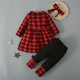 thumbnail image 3 of Mercatoo Toddler Baby Girls Plaid Clothes Set Tunic Shirt Dress Pants Christmas Outfit Clothing Kids Girls Xmas Clothes Set, 3 of 8