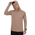 thumbnail image 6 of Men's Fishing UPF 50+ Sun Protection Hoodie Regular Fit Solid Color Hooded Long Sleeve with Thumb Holes & Watch Window Quick Dry UV Shirt Coffee L, 6 of 7