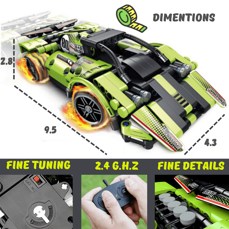 Remote Control Cars Robot Building Kit Educational Toys for Age 8-13 Fun  STEM Toys for Kids 3-in-1 RC Car Kit to Build Cool Building Blocks Set