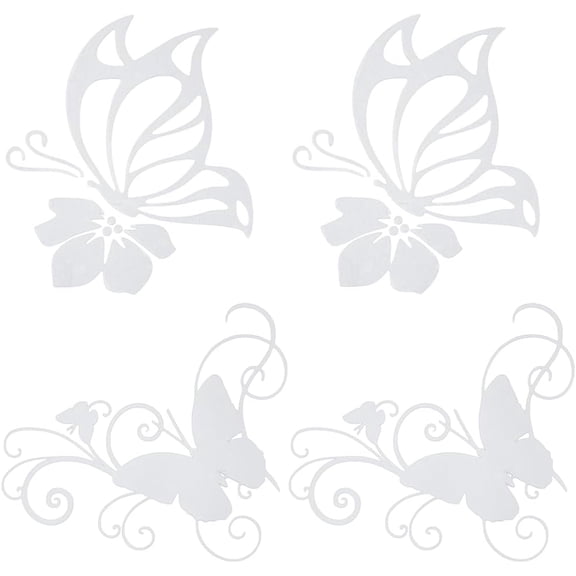 4Sheets 2 Styles PET Self-Adhesive Stickers for Car Decorative Presents Butterfly White 160~171x150~152x0.2mm 2sheets/style