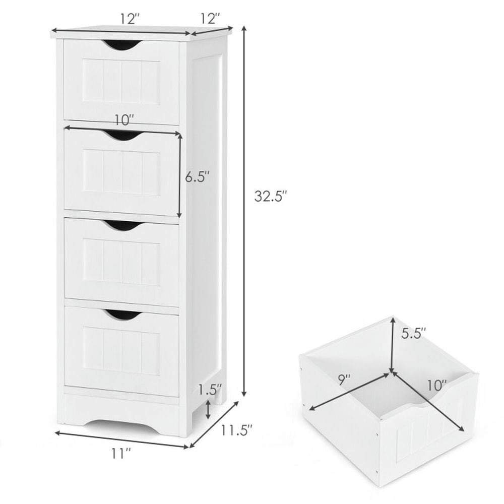 Finihen Storage Cabinet, Floor Cabinet, Floor Wooden Free Standing Storage Side Organizer, for Bathroom, Living Room, Bedroom, Kitchen, White