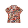 thumbnail image 1 of Faithtur Toddler Boys Summer Casual Shirts Short Sleeve Lapel Flag Print Button Down Tops, 1 of 7