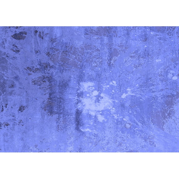 Ahgly Company Machine Washable Indoor Rectangle Oriental Blue Industrial Area Rugs, 2' x 3'