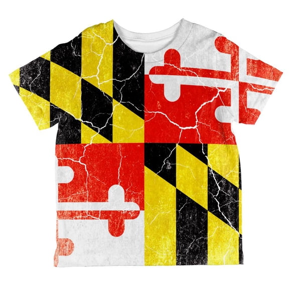 Maryland Vintage Distressed State Flag All Over Toddler T Shirt Multi 4T