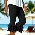 thumbnail image 2 of Yifymode Capri Pants for Women Trendy Tiered Ruffle Hem Flare Leggings Bell Bottom Skinny Cropped Bloomer Trousers,Black 2XL, 2 of 7