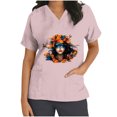 thumbnail image 3 of Jinhomg Nurses Uniform for Women 2026 Novelty Mardi Gras Mask Graphic Scrubs Casual Comfy Short Sleeve V-Neck Tunic Blouse with Pockets Pink XL, 3 of 6