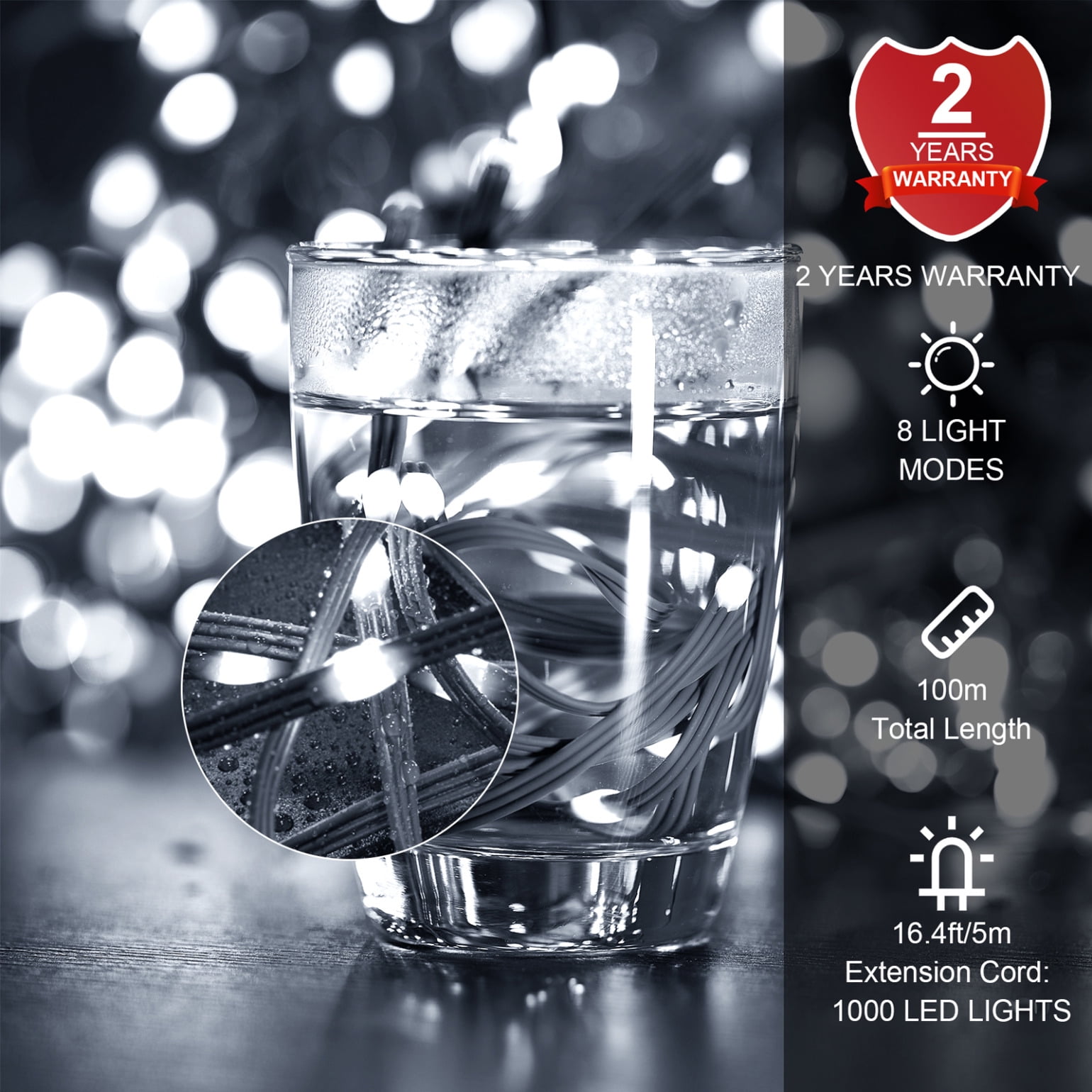 1000 LED Christmas String Lights with Remote Control, 328Ft Christmas Rope Lights with 8 Lighting Modes and Timer Function, Outdoor Xmas Lights for Holiday Wedding Party DIY Garden Decor, Clod White