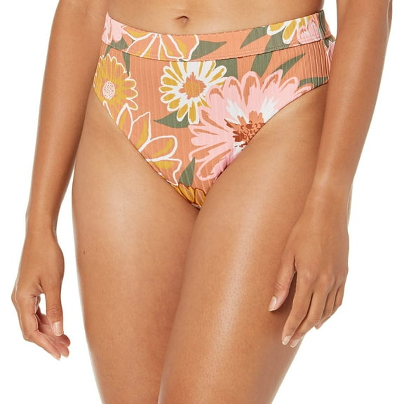 Roxy Women's Standard Ribbed Love The Shorey Bikini Bottom, Toasted NUT Bloom Boogie S, XS