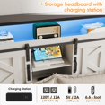 thumbnail image 3 of Vabches Twin Size Bed Frame with 4 Drawers, Metal Platform Bed with LED Lights, Charging Station and Bookcase Headboard, No Box Spring Needed, 3 of 8