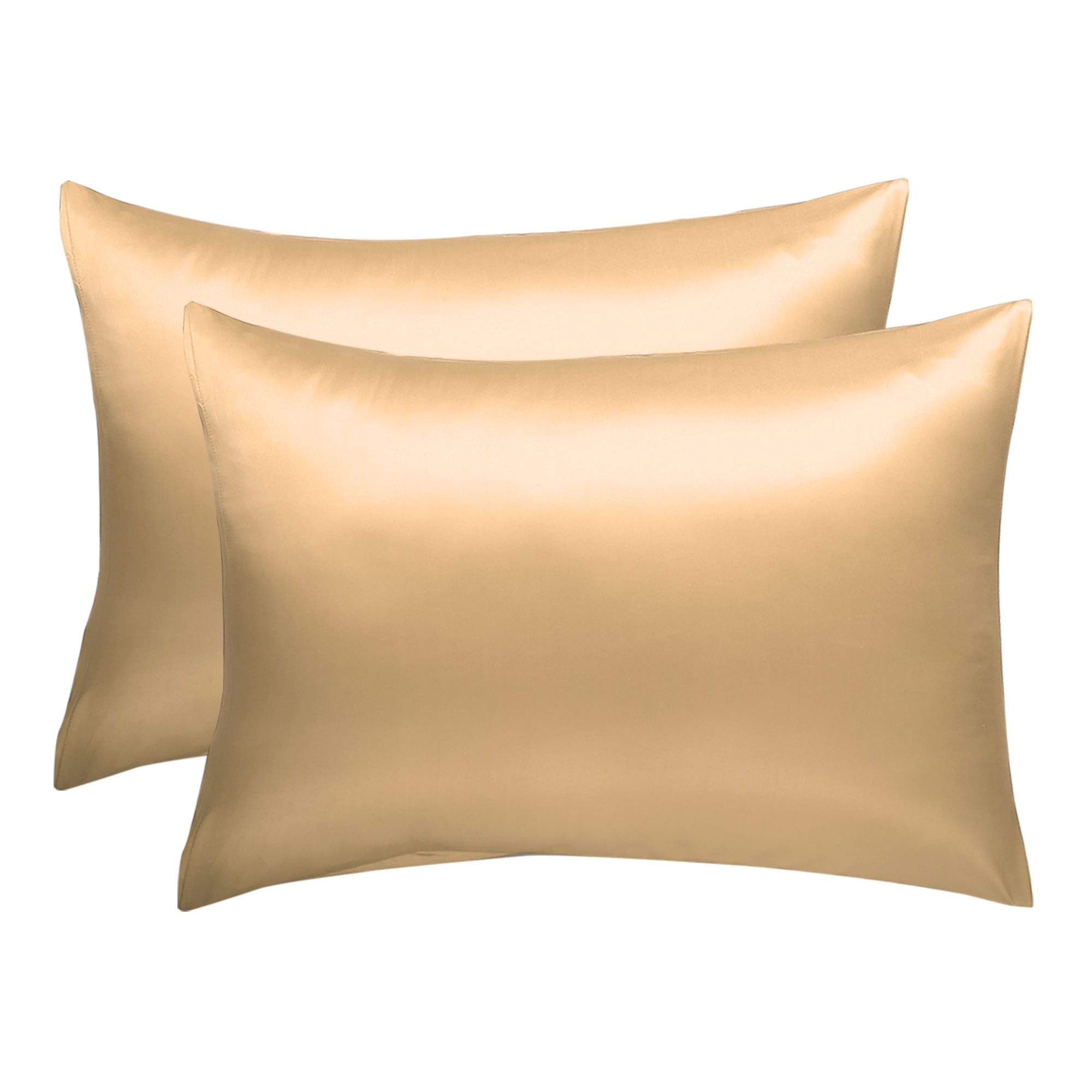 Solid Satin Silk Pillowcase Pillow Case Cover Queen King Size Protector Set 2PCS 