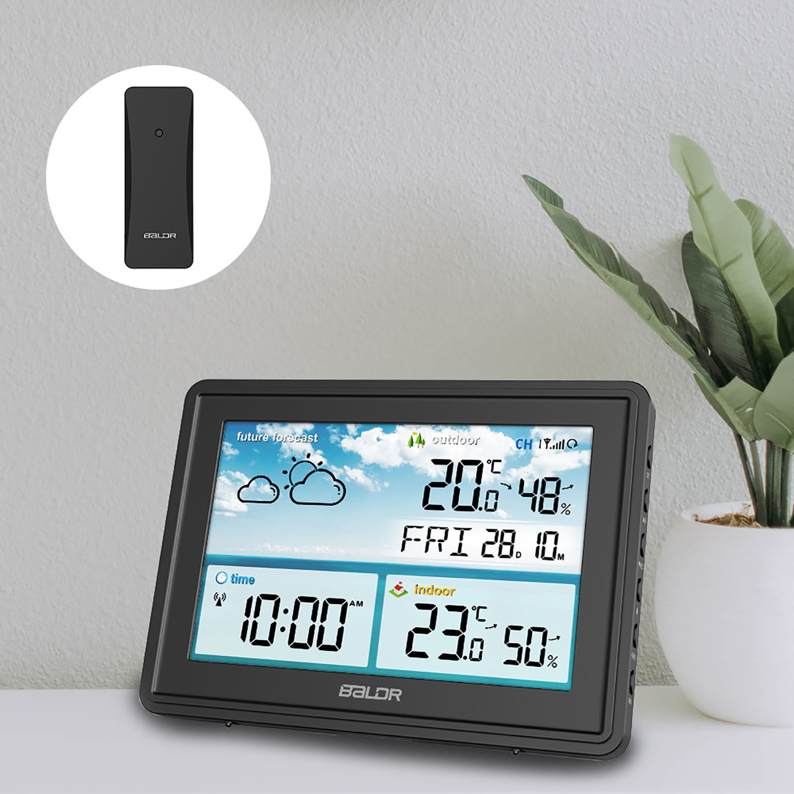 COM1950s A Multifunctional Digital Weather Clock That Can Monitor Weather, Temperature, Humidity, Time Alerts, Calendar, and Weather Conditions At Any Time