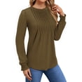 thumbnail image 2 of OALUXE Pleated Blouses for Women Long Sleeve Shirts Dressy Casual Tunic Tops with Smocked Cuffs, 2 of 7