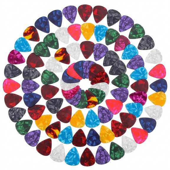 100 PCS Guitar Picks,  0.75mm Thickness Abstract Art Colorful Celluloid Guitar Pick Plectrums Stocking Stuffers For Bass, Electric, Acoustic Guitars