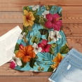 thumbnail image 4 of OIOLOYJM Womens Tube Top Summer Cute Strapless Palm Tree Peplum Top Backless Vacation Flowy Party Clothes Cyan 2XL, 4 of 4