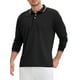 thumbnail image 4 of Camisa polo de golf de negocios de manga larga de ajuste regular para hombres, color sólido, negra, 4 of 6