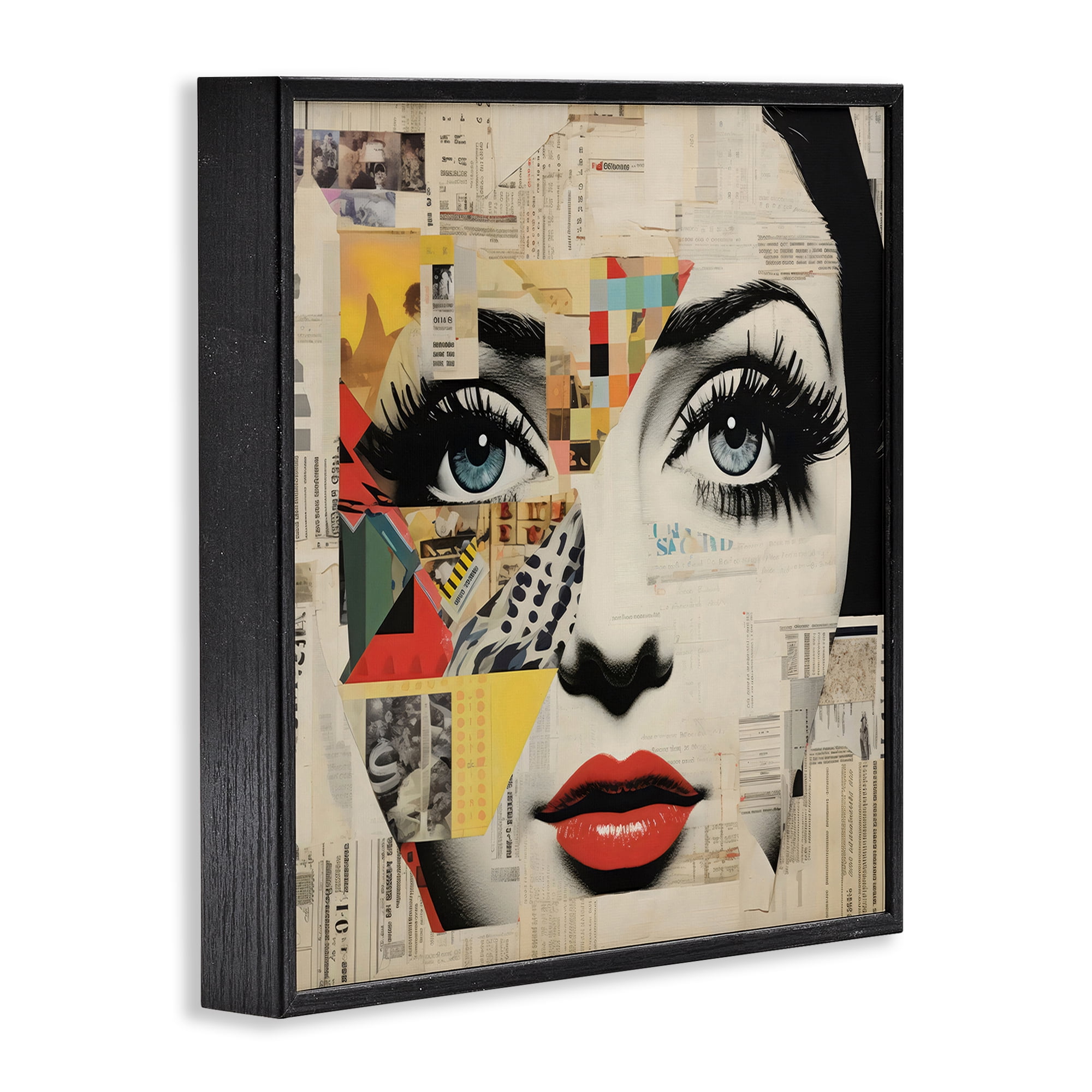 Stupell Industries Fashion Collage Pop Portrait Black Framed Giclee Art, design by Creative Studio