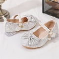 thumbnail image 6 of FAHXNVB Girls Mary Jane Shoes Low Heels Pearl Strap Bow Glitter Dress Shoes Wedding Birthday Party Sparkly Princess Shoes 4.5-11.5 Years, 6 of 7
