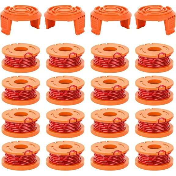 20 Pack WA0010 Replacement Spool for Worx Weed Eater String, Compatible with Worx String Trimmer,10ft 0.065" Trimmer Line Replacement Spool ，for Worx Trimmer spools(16 spools 4 Cap)