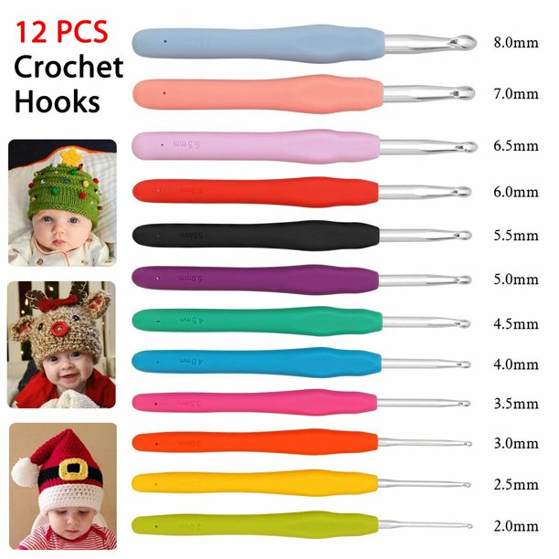 12pcs Crochet Hooks Set, EEEkit 28mm Ergonomic Handle Soft Needles