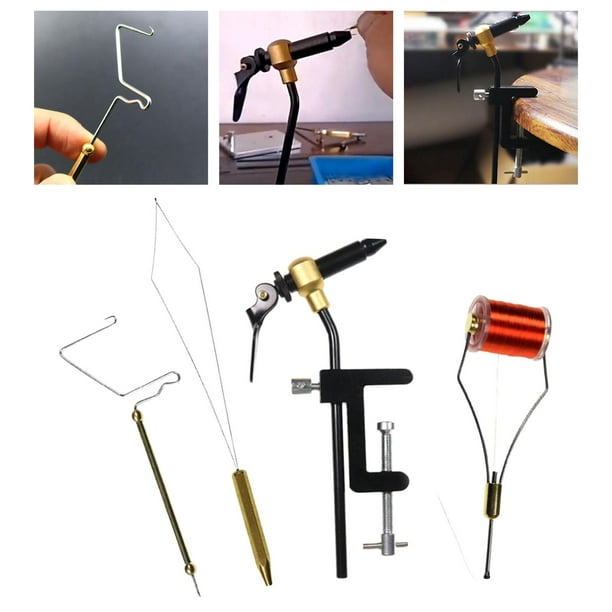 4 Pieces Fly Tying Tools Fishing Tool Making Vise Bobbin Thread Holder 