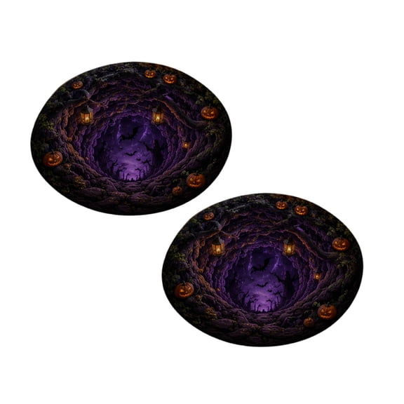 2Pcs 3D Illusion Halloween Round Mat 24In, Funny Rug With Non- Backing, Soft Visual Effect Door Mat For Living Room Indoor Decor 23.6"X23.6"