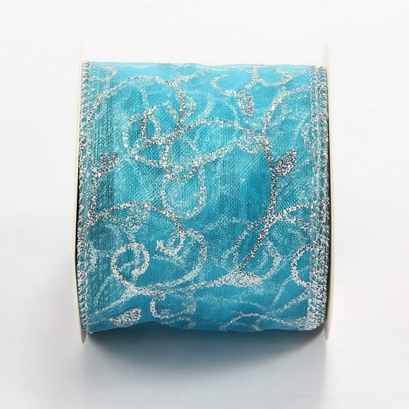 Christmas Ribbon 6.3cm wide Wired Ribbon for Christmas Tree, Wreaths Supplies, Garland, Halloween, Holiday Decor- 10 Yards (turquoise blue)