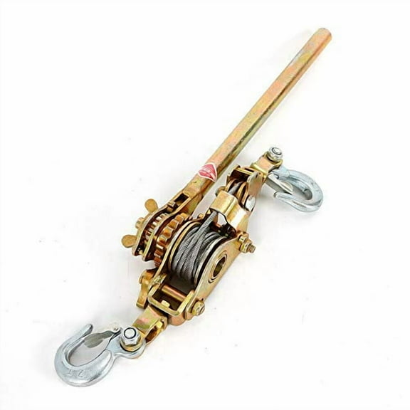 Heavy-Duty Hand Puller with Cable Rope 2 Ton Hand Puller Come Along Cable Hoist Hooks 4400LB W/Heavy Duty Metal Gear