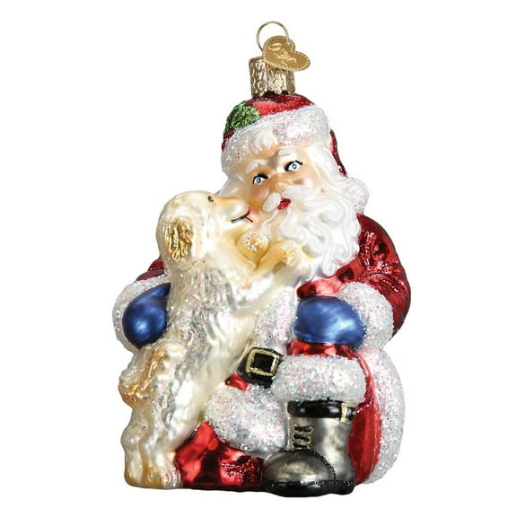 Old World Christmas Ornaments Santa Puppy Love Glass Blown Ornaments for Christmas Tree