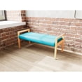thumbnail image 4 of Pemberly Row Waiting Reception 2 Seat Bench Wood Frame in Teal, 4 of 5