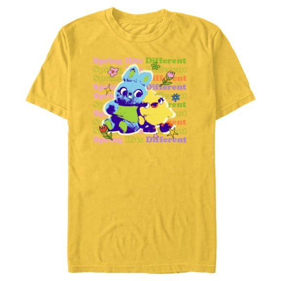 Disney & Pixar’s Toy Story Bunny Ducky Spring Hits Different - Short Sleeve Blended T-Shirt for Adults - Customized-Yellow