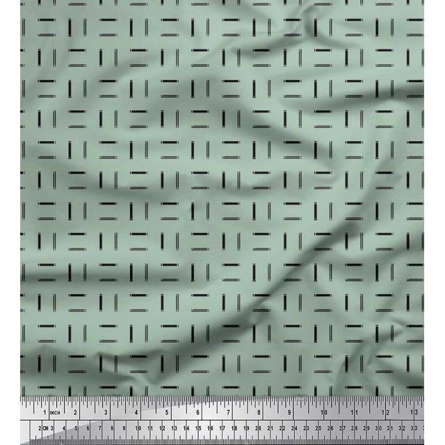 Soimoi Moss Georgette Fabric Geometric Small Printed Fabric 1 Yard 42 Inch Wide