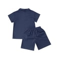 thumbnail image 4 of inlzdz Kids Girls Boys Active Shorts Set Golf Tennis 2 Piece Dry Fit Sport T-shirt with Shorts Set Navy Blue 160, 4 of 7