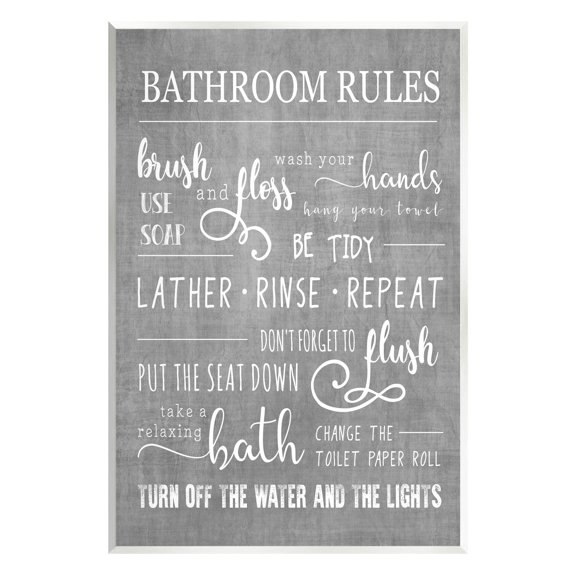 Stupell Industries Bathroom Rules List Sign Graphic Art Unframed Art Print Wall Art, Design by Conrad Knutsen