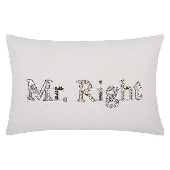 Nourison Luminecence "Mr Right" White Throw Pillow