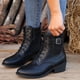 thumbnail image 4 of NECHOLOGY Botas Mujer Zapatos Botines para mujer Botas de tacón grueso con punta puntiaguda de tamaño zapatos de cuero para mujer botas ligeras de encaje occidental para otoño e invierno (Black 8), 4 of 7