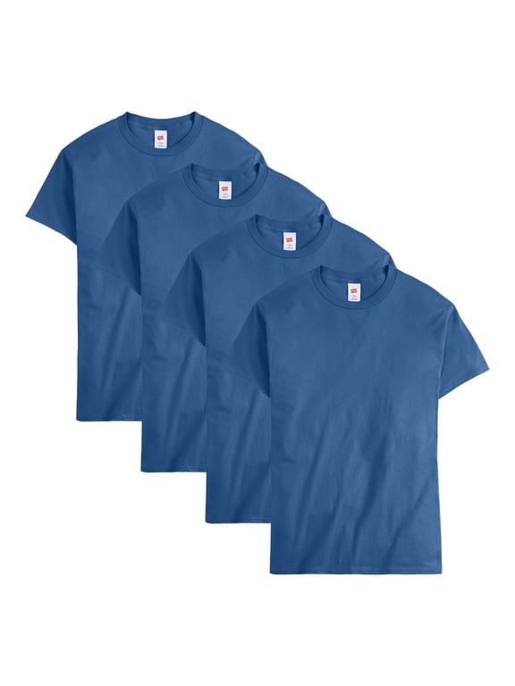 Men Crew neck T-Shirt 4-Pack ComfortSoft 100% Cotton Heavyweight Tee Plain