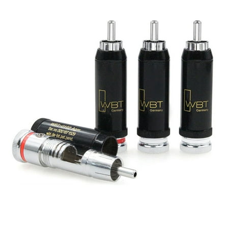 4 Pack 52mm Rhodium Plated WBT-0102 RCA Plug Connector Audio Interconnect Cable DIY