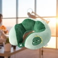 thumbnail image 2 of Almohada de viaje, soporte para el cuello, cómoda, ligera, práctica, almohada en forma de U, almohada para el cuello, para coche, mochilero, oficina, De color verde oscuro, 2 of 8