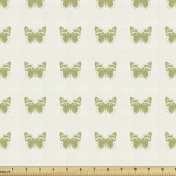 Entomology Fabric by the Yard, Repeating of Romantic Flying Insects in Monochrome Style Dainty Creatures, Decorative Upholstery Fabric for Chairs & Home Accents, 1 Yard, Khaki White by Ambesonne