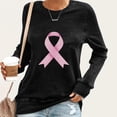 thumbnail image 2 of yoeyez Vintage Breast Cancer Shirts Women Long Sleeve Crewneck Sweatshirt Cancer Survivor Pink Ribbon Pullover Tops Cancer Fight Awareness Shirt Black,S, 2 of 5