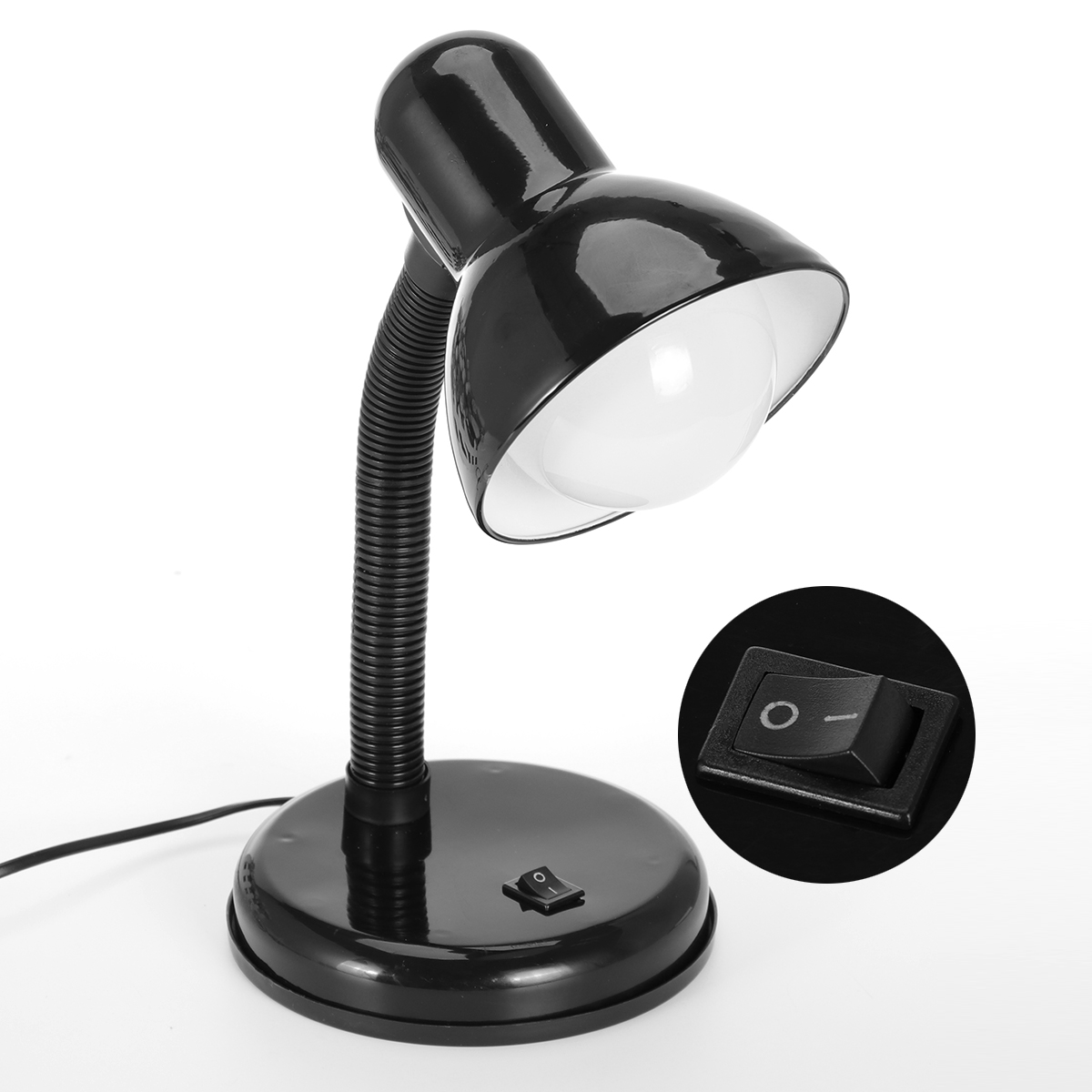 Simple Designs Basic Flexible Hose Neck Desk Lamp, Black
