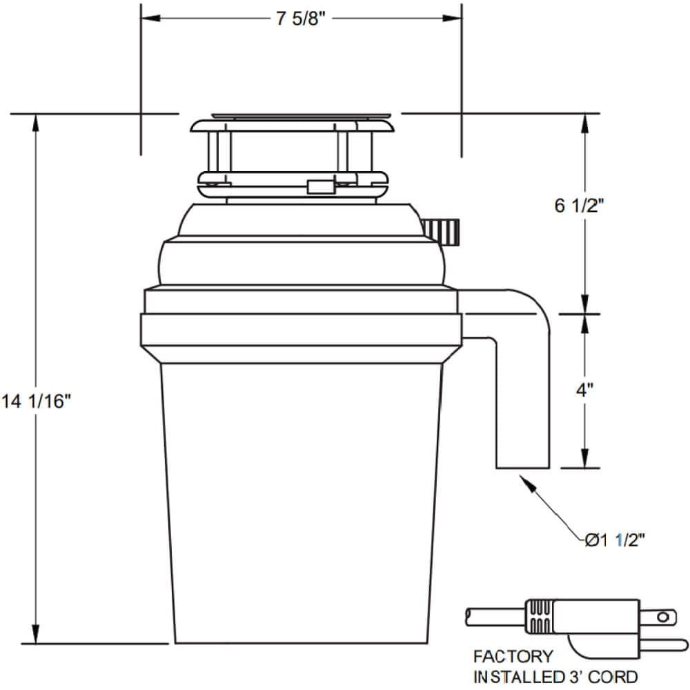 XO XOD34PRO 3/4 Horsepower Sink Pro Nanogrind Series Continuous Feed Garbage Disposal - Corded