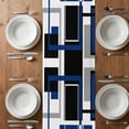 thumbnail image 6 of Blue Black Geometric Table Runner - 36 Inch Long, Kitchen Dining Table Runner Dresser Scarves, Modern Minimalist Abstract Stripes Farmhouse Decor for Coffee Tables Wedding Party Banquet, 6 of 8