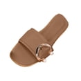 thumbnail image 6 of Eltusu Women Flat Slide Sandals, Holiday Slip On PU Open Toe Summer Shoes Brown Size 6, 6 of 7