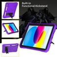 thumbnail image 6 of ELEHOLD Hybrid Rugged Case for iPad 10th Generation 10.9" 2022, Heavy Duty Shockproof Case with Hidden Foldable Kickstand Adjustable Crossbody Shoulder Strap Pencil Holder,Purple, 6 of 7