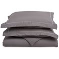 thumbnail image 1 of 6-Line Microfiber Wrinkle-Resistant Duvet Cover and Embroidered Pillow Sham Set Grey/White / Full/Queen, 1 of 1