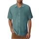 thumbnail image 2 of Blusa y camisa de manga corta con cuello vuelto para hombre, informal, lisa, a la moda, con cuello vuelto y bolsillo, con botones, de manga corta, 2 of 6