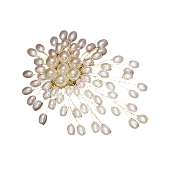Fogun Handmade Pearls Brooch for Elegant Women Wedding Jewelry Suit Accessories Faux Pearls Lapel Pin for Evening Party