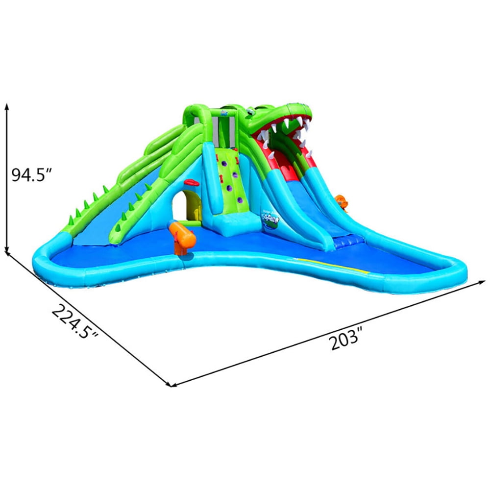 Aimee Lii Crocodile Themed Inflatable Dual Slide Bounce House without Blower, Playhouse for Kids Outdoor Aimee Lii Crocodile Themed Inflatable Dual Slide Bounce House without Blower, Playhouse for Kids Outdoor